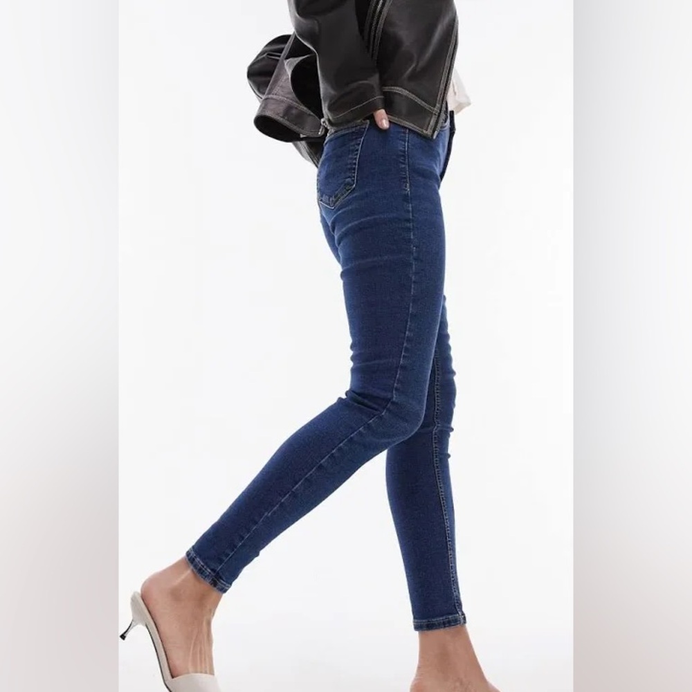 Topshop high rise moto jamie  jeans in rich blue